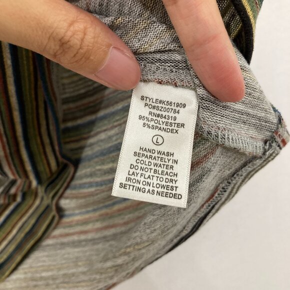 New Cyrus Large Multi Color Striped Stretch knit 3/4 Sleeve Casual Blouse - Picture 6 of 8